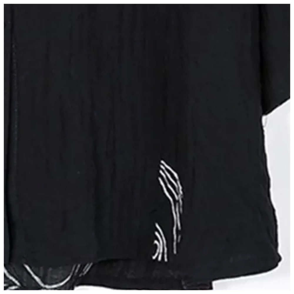 🌼 Black & White Swirl Cinch Tie Flowing Top - Picture 6 of 6